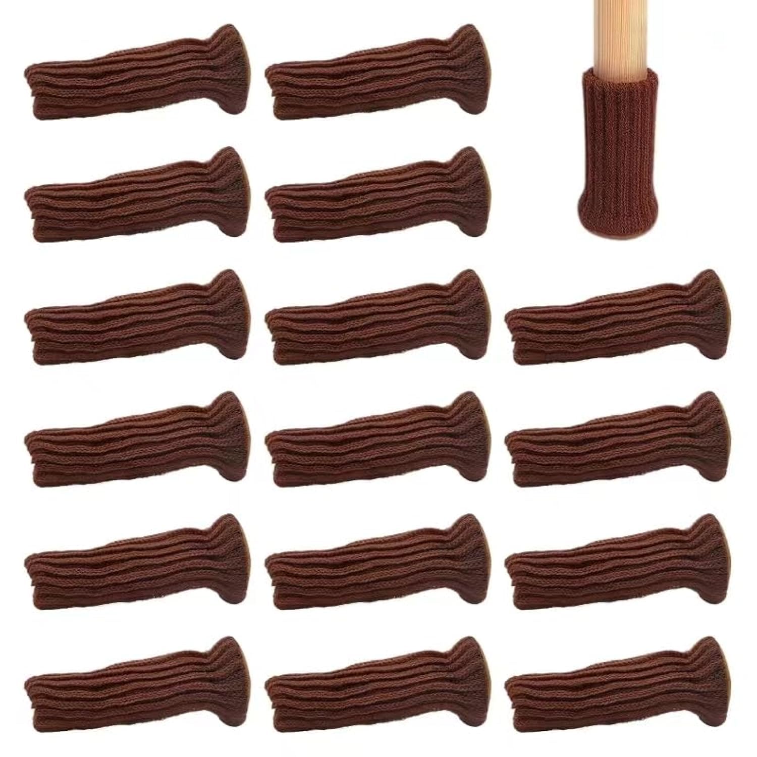 PAITOK 16Pcs Chair leg socks, High-elastic Knitted Material, Which Is Non-slip and Wear-resistant. Avoid Scratches and Noise, and Are Excellent Chair Leg Floor Protectors(Brown)