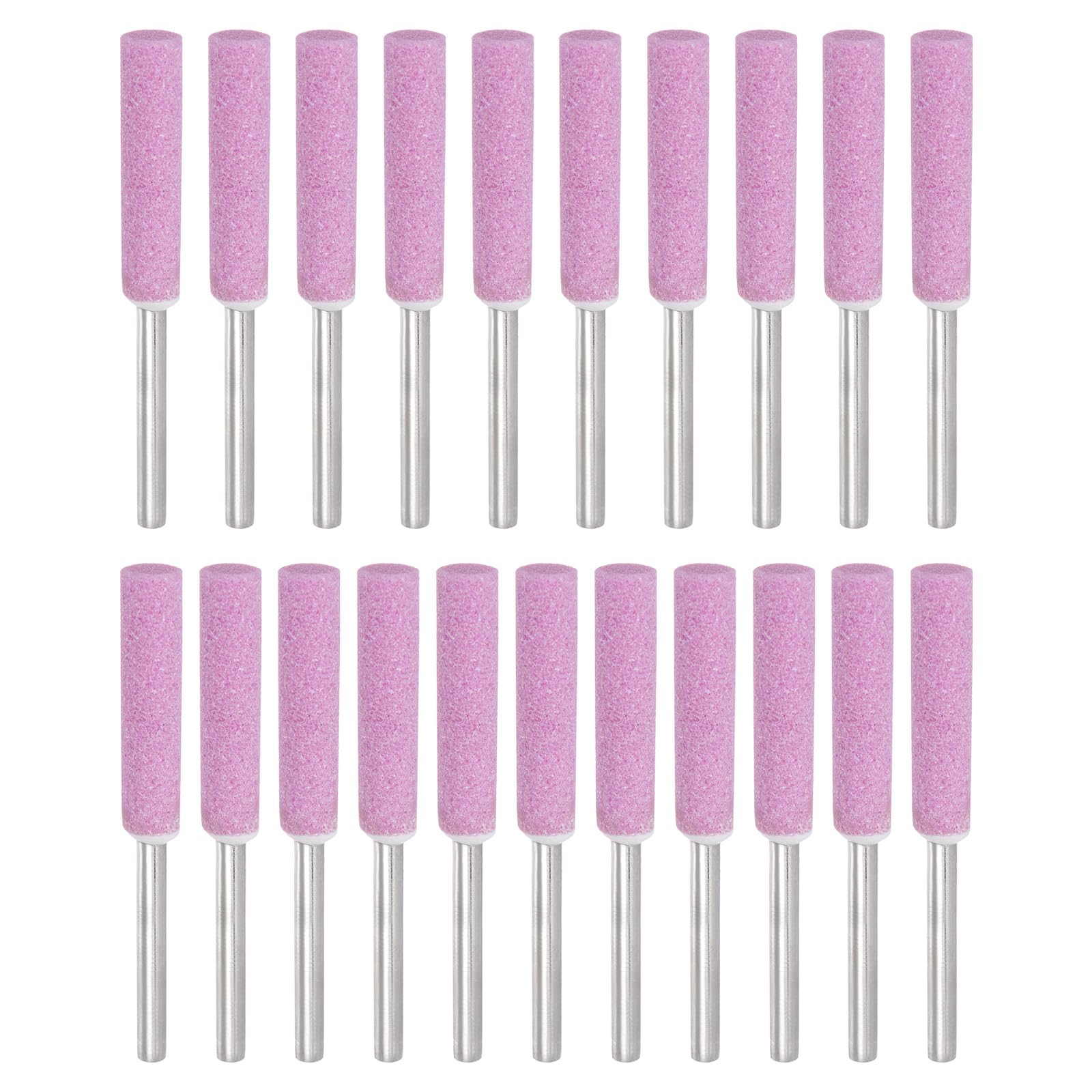 PATIKIL 21 Pcs Diamond Chainsaw Sharpener 7/32 Inch High Hardness Sharpening Stone Polishing Chainsaw Sharpening Kit Grinding File Tool for Chain Saw Stone Jewelry Wood, Pink(5mm)