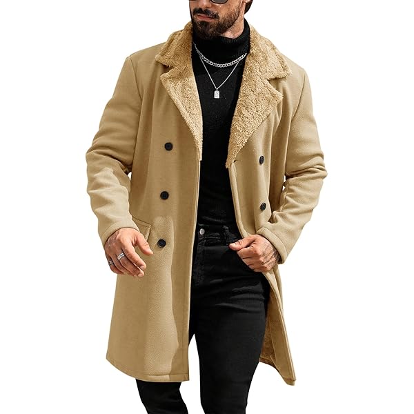 RTRDE Men's Winter Faux Leather Coat Lapel Collar Sherpa Lined