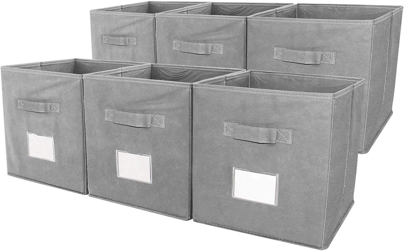 ESYLIFE Medium Foldable Non-woven Storage Box, Beige,6 Pack