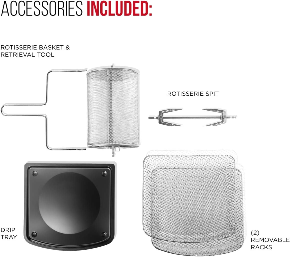 Chefman 6.3 Quart Digital Air Fryer+ Rotisserie, Dehydrator, Convection Oven, 8 Touch Screen Presets Fry, Roast, Dehydrate & Bake, BPA-Free, Auto Shutoff, Accessories Included, XL Family Size, Black: Kitchen & Dining