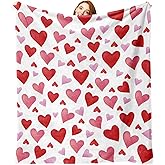 Zzkol Valentines Day Flannel Throw Blanket, Pink Red Love Heart Anniversary Wedding Birthday Gifts for Women Girlfriend Wife Lover, Romantic Soft Blanket for Bedding Sofa 50" x 60"