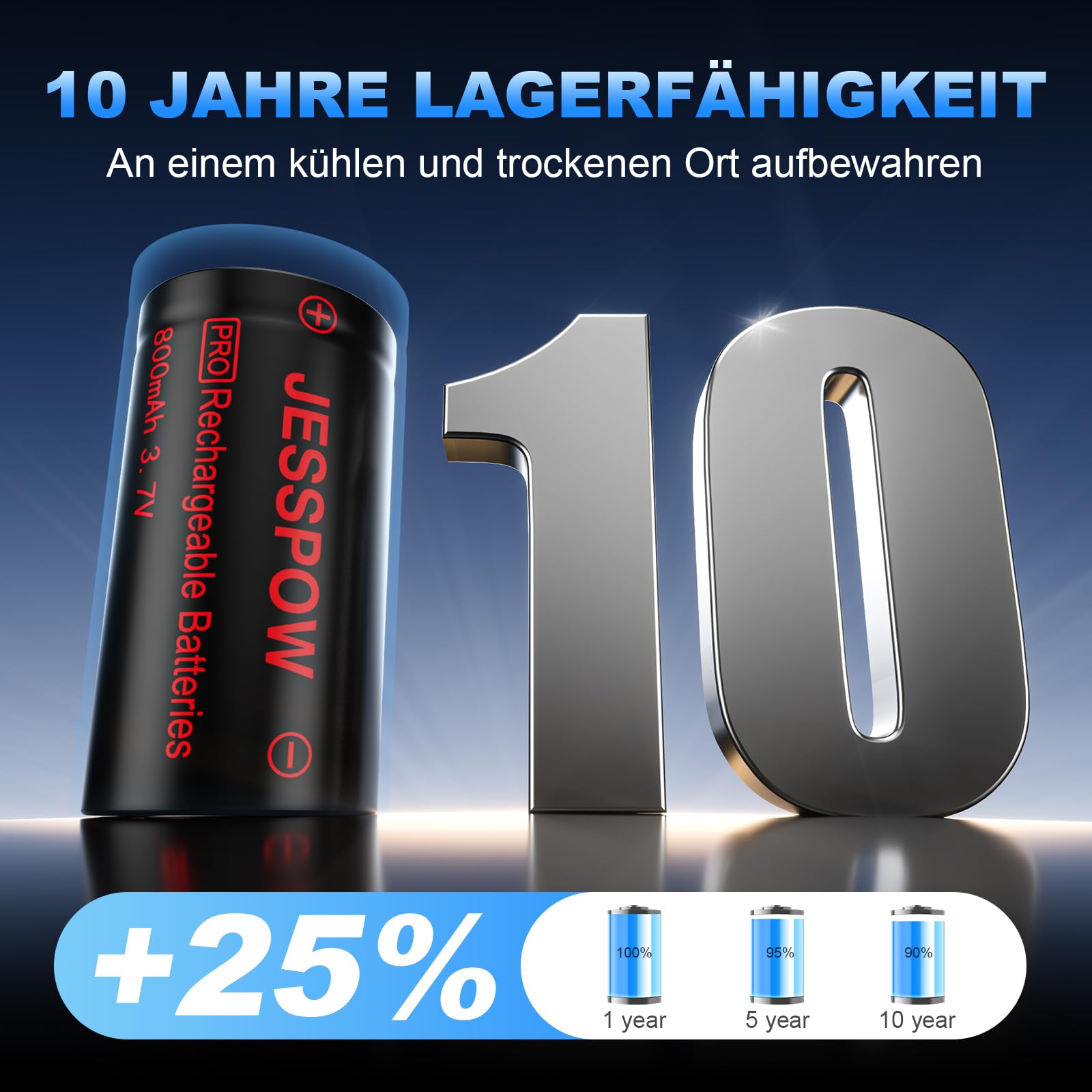 CR123A Batterie mit Ladegerät, 3,7V Akku Wiederaufladbare für Taschenlampen Kameras Mikrofon Warnsystem, CR123A Akku 5