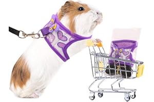 PREFERHOUSE Hand Made Harness Vest and Leash Set for Hamster Rats Iguana Bearded Dragon Baby Ferret Soft&Adjustable Small Purple