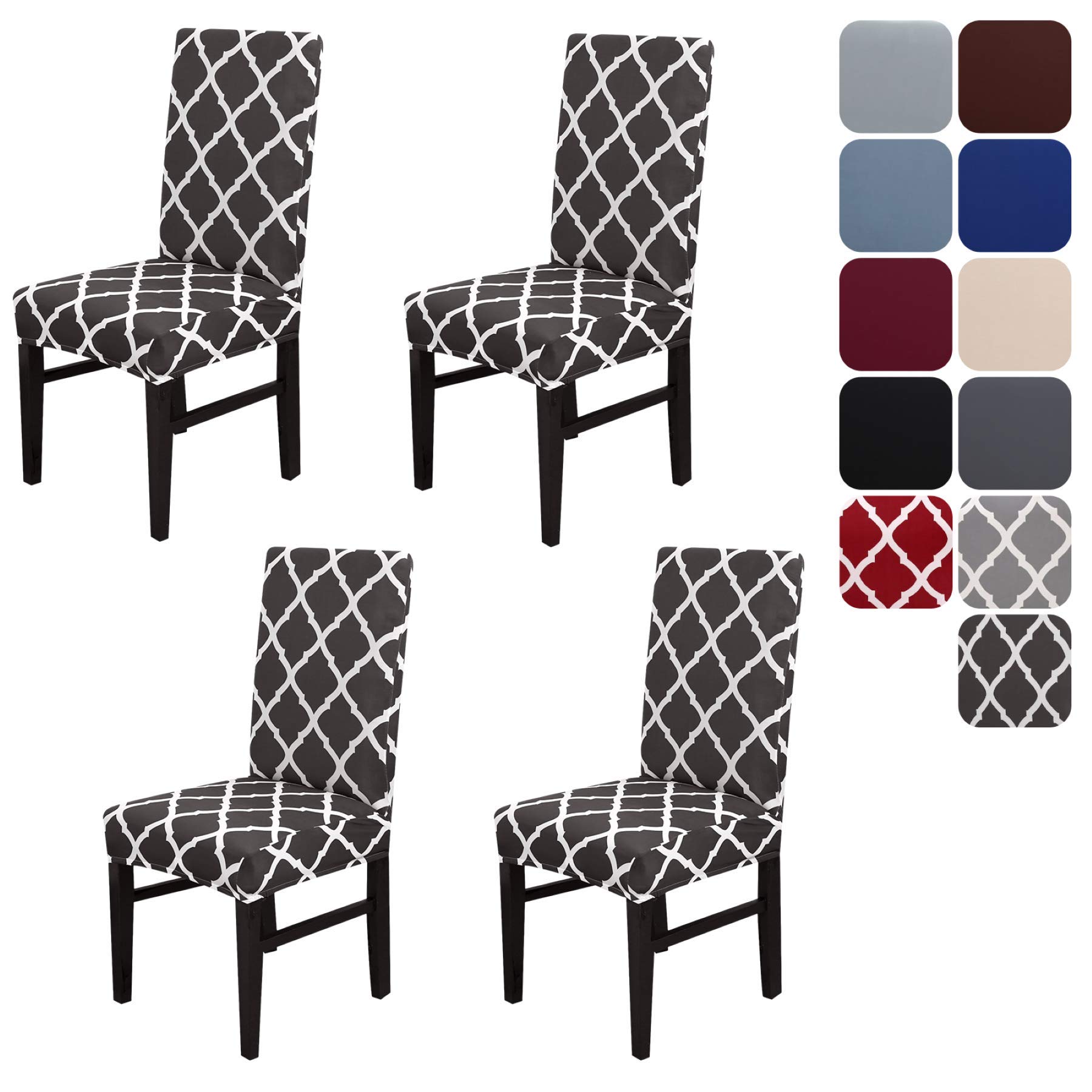 Aisprts Dining Room Chair Covers Slipcovers Set of 4 or 6, Stretch Removable Washable Dining Chair Protector Decoration Cover Seat Slipcover for Hotel,Ceremony,Banquet,Kitchen,Restaurant,Home