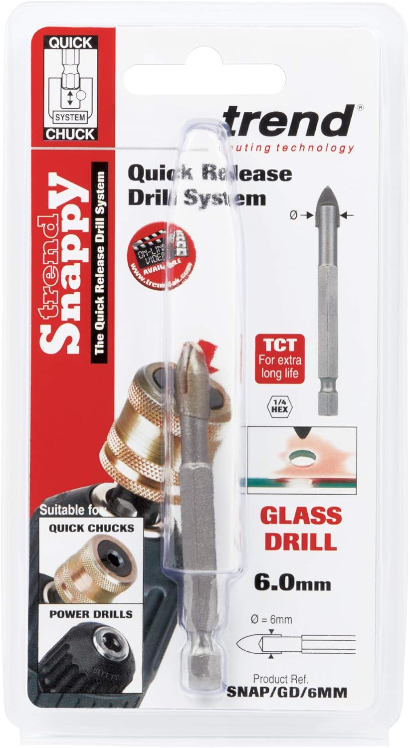 Trend Snappy TCT Glass Drill Bit, 6mm Diameter, Perfect for Glass Porcelain, Tiles & Mirrors, Quick Release - Image 4