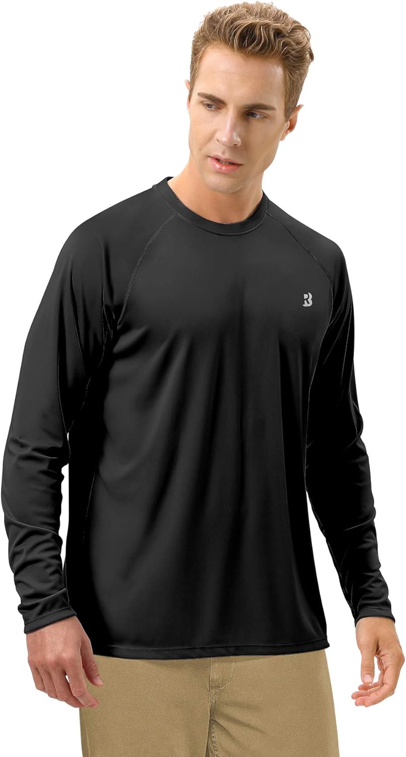 Roadbox Men's Sun Protection UPF 50+ UV Outdoor Long Sleeve Dri-fit T-Shirt Rashguard Shirts for Running, Fishing, Hiking: Clothing