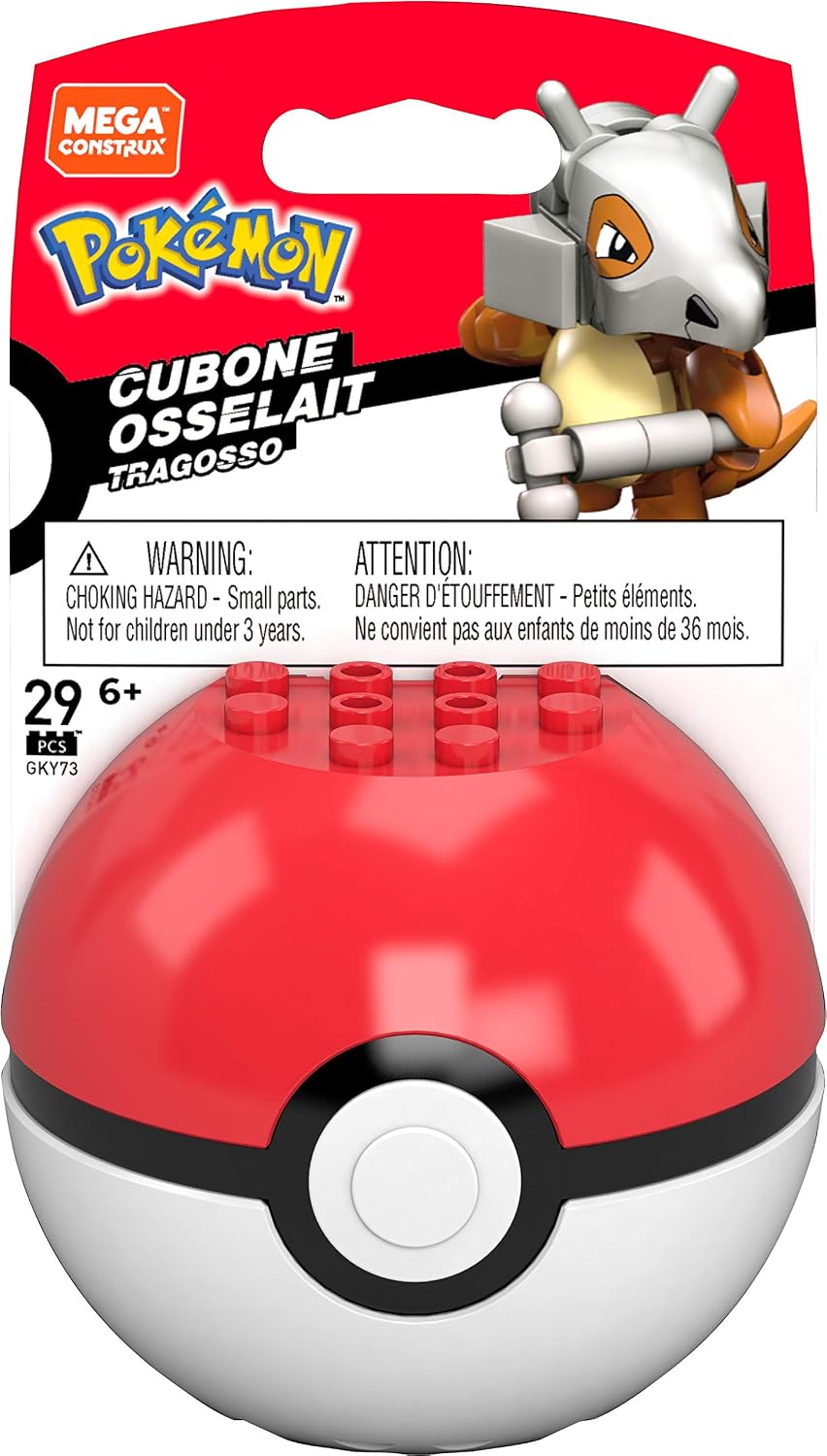 Mattel Mega Construx Pokemon Cubone Poke Ball Building Set, Brown, Small - Image 5