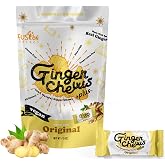 Fusion Select 5 Oz Resealable Pouch Ginger Chews Plus Original | Made with Real Ginger, Vegan, Gluten Free, Non-GMO, Preservative Free, Individually Wrapped Ginger Candy