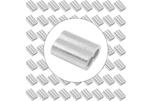 Auvotuis 100Pcs Aluminum Crimping Loop Sleeve, 5/32 Inch (4mm) Wire Rope Sleeve for Wire Rope and Cable