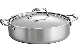 Tramontina Tri-Ply Clad Stainless Steel 6-Quart Braiser Pan with Lid, Induction-Ready, Dishwasher-Safe, NSF-Certified, Made i