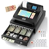 PYY Cash Register for Small Businesses Caja Registradora para Negocio | 8 Digital Dual Screens, 4 Bill 5 Coin Large Locked Drawer Cashier Box, Commercial Electronic Cashing System Restaurant Stores