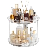 LAMU Rotating Makeup Organizer 2 Tier, Clear 360 Spinning Perfume Stand | Skincare Storage for Vanity, Bathroom Countertop, Dresser, Bedroom, Lazy Susan Turntable, Women, Large Capacity, 1 Pack