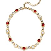 CLASSYZINT Imitation Pearl Necklace Vintage Pearl Choker Necklace Statement Necklaces Red Necklaces for Women