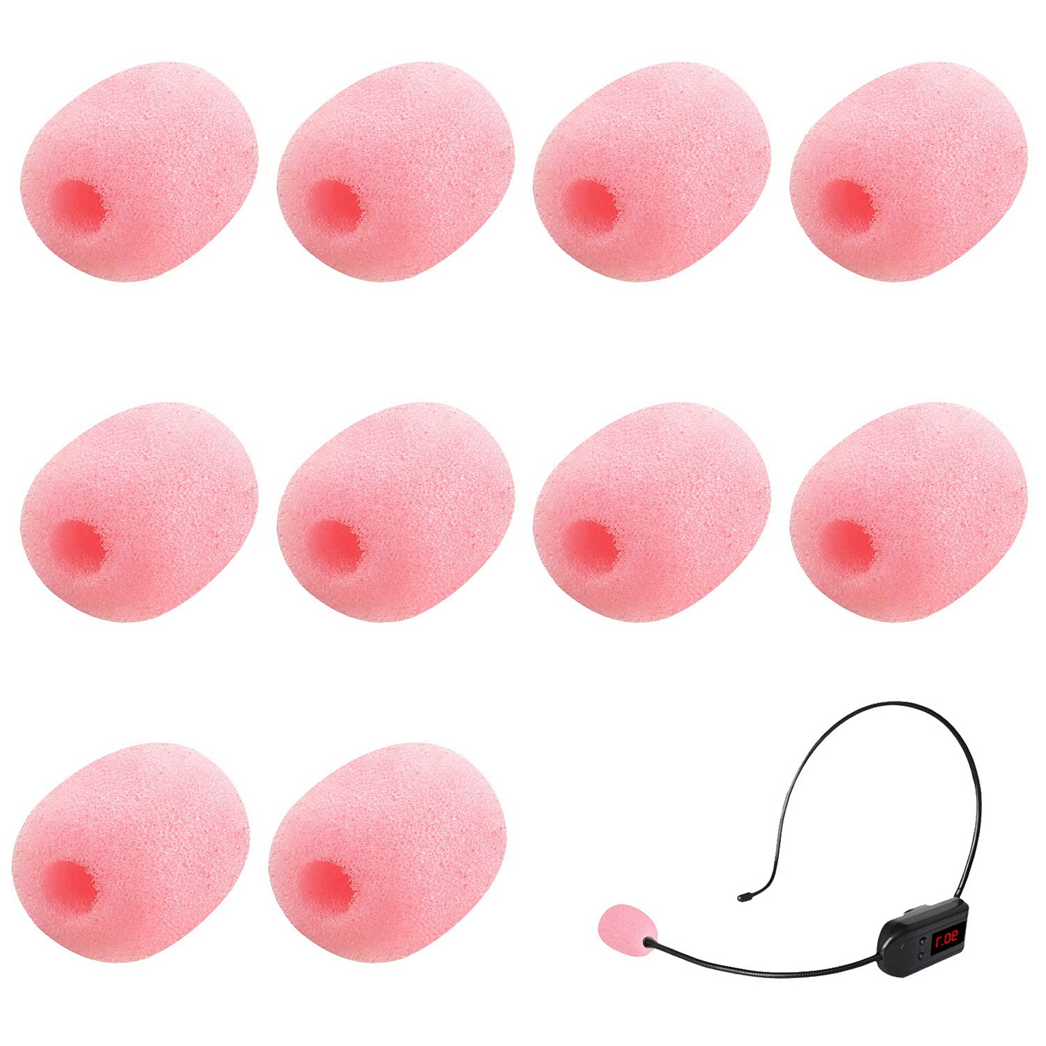 10 Pack Lapel Headset Microphone Windscreen,Christmas Stocking Stuffers Microphone Sponge Foam Cover Mini Size Lavalier Microphone Windscreen for Variety of Headset Microphone, Pink