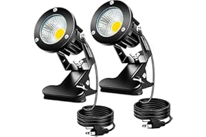 Tongue feast LED Spotlights Outdoor: Clamp Spot Lights Outdoor 6000K Soft White | 7W 120V Plug in Landscape Lighting with IP67 Waterproof for Yard Tree Flag(2Pack)