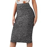 Sweet Hearts Women’s Basic Stretch Pencil Skirt- Regular & Plus Size- Below Knee Office Midi Bodycon Nylon Skirt Made in USA