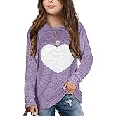 Apbondy Girls Shirts Casual Long Sleeve Crewneck Loose Striped Sweatshirts Pullover Tops