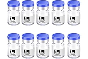 Biocomma 1ml 10pcs Sterile Empty Vial with Plastic Aluminum Flip Off Caps，Penicillin Bottle 13mm Crimp Top Sterile Transparent Borosilicate Lab Sample Vial (Transparent)