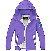 WICKHAM Boys Girls Waterproof Rain Jacket Detachable Hood Lightweight Raincoats for Kids Windbreaker Coat