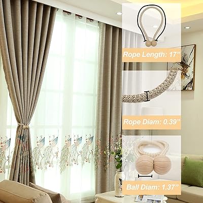 Buy Hiastra Magnetic Curtain Tiebacks 2 Pack Beige Decorative Tie Backs For Curtains Rope Outdoor Holder Without Hooks For Sheer Blackout Drapes Online In Indonesia B08tb9qr7y
