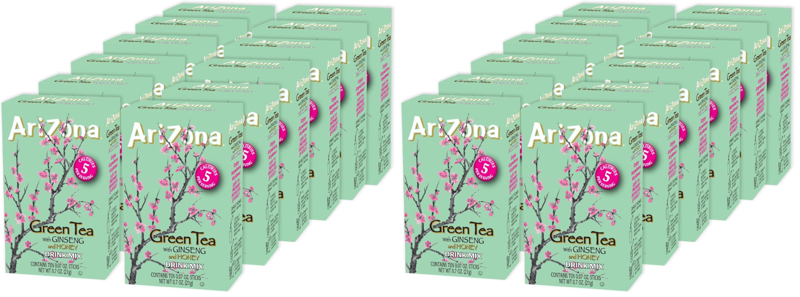 AriZona Green Tea with Ginseng and Honey - On-the-Go Powdered Drink Mix, 0.07oz - 10ct Boxes (Pack of 24) Image