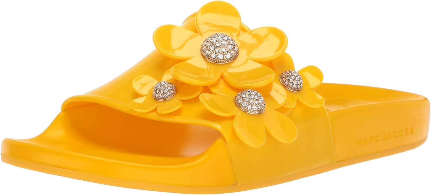 Marc Jacobs Women's Daisy Pave Aqua Slide Sandal, Yellow, Numeric_11