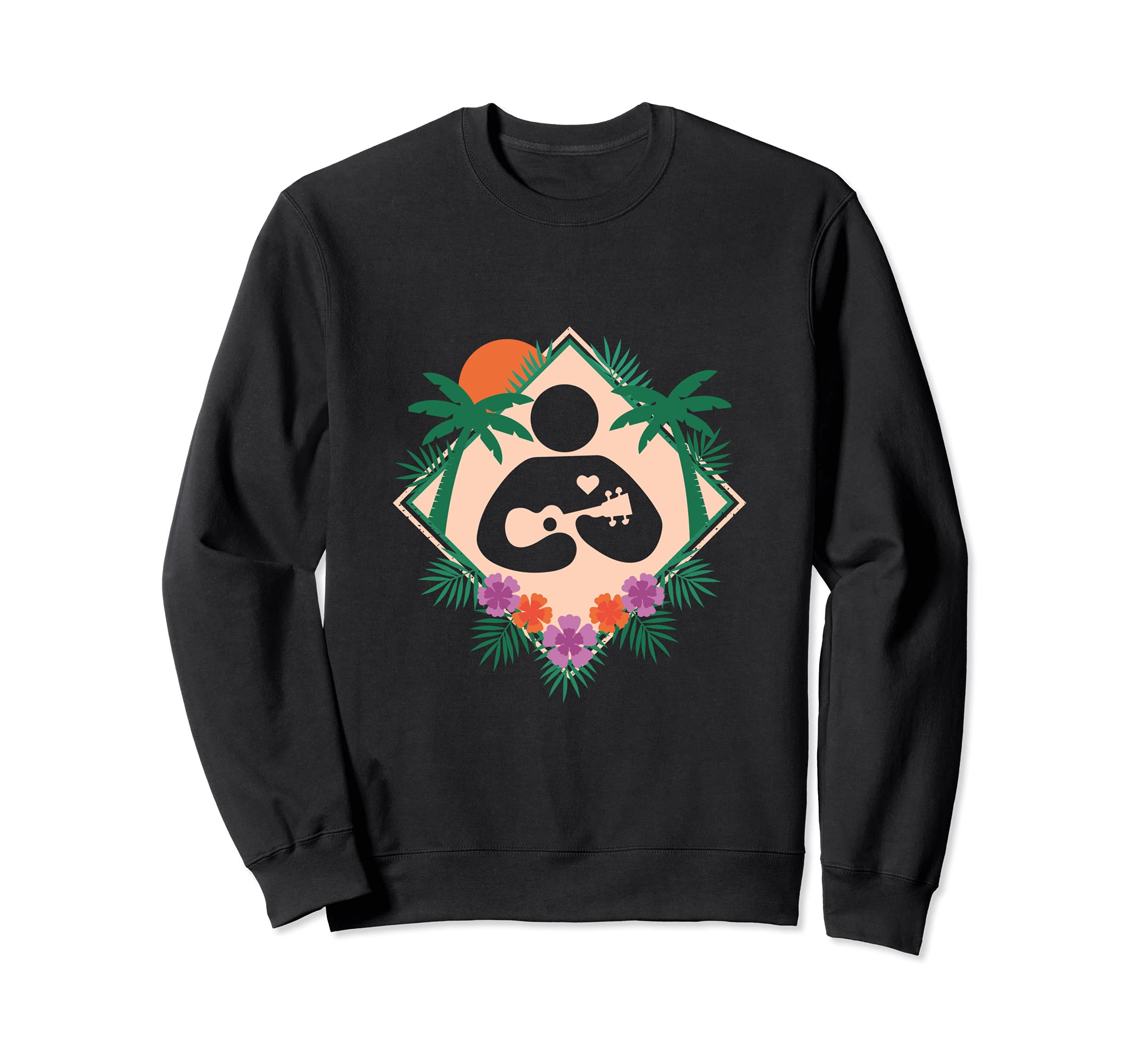 Hawaii Aloha Uke Musician Guitar Acoustic Flowers Tree Sweatshirt
