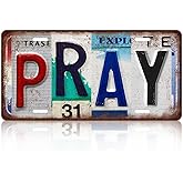 TREEPERI Vintage License plate Pray Wall Decor Metal Sign Tin Signs for Bar Home Bedroom Garage