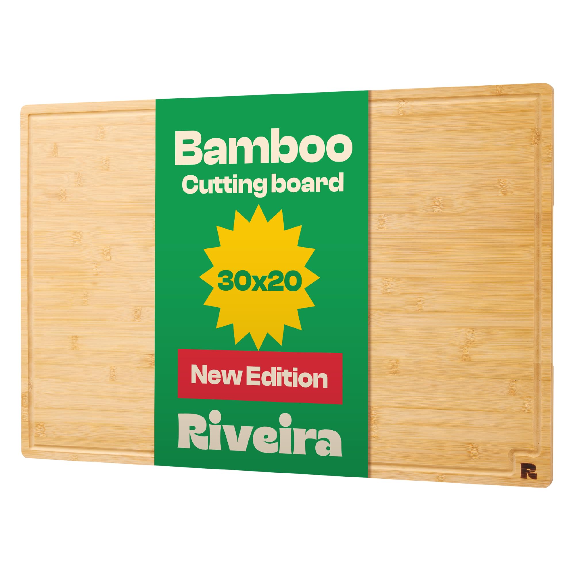 Photo 1 of Riveira Wood Cutting Board – Gourmet Bamboo Grandeur: 30 x 20 Cutting Boards For Kitchen – Natural Wooden Cutting Boards For Kitchen – Innovative Juice Grooves Bamboo Cutting Board