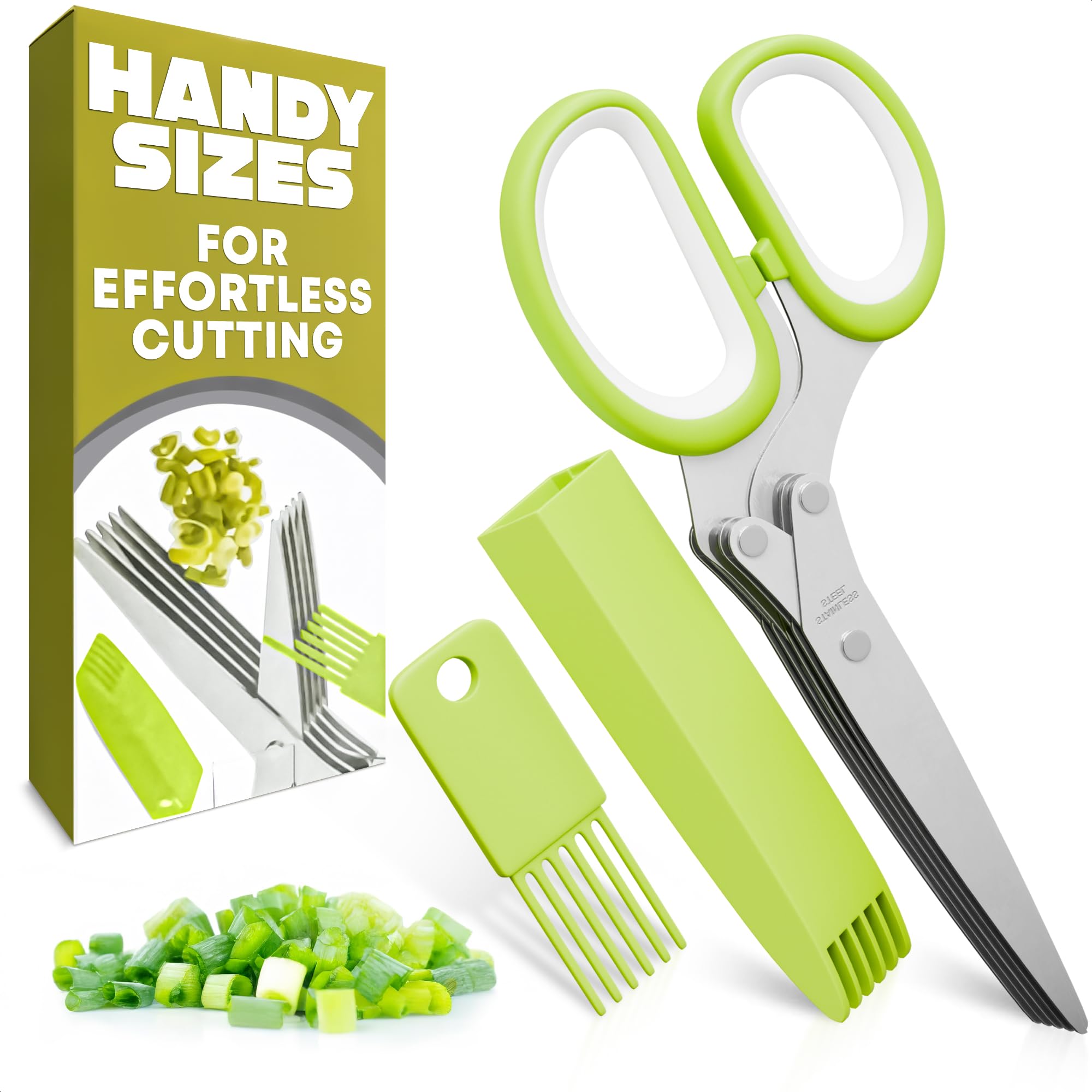 Photo 1 of Scissors With 5 Blades and Cover – Stainless Steel Herb Cutter for Fast & Precise Cutting, Compact, Easy-to-Store Design – Ergonomic Handle & Cleaning Brush for Quick and Comfortable Kitchen Prep