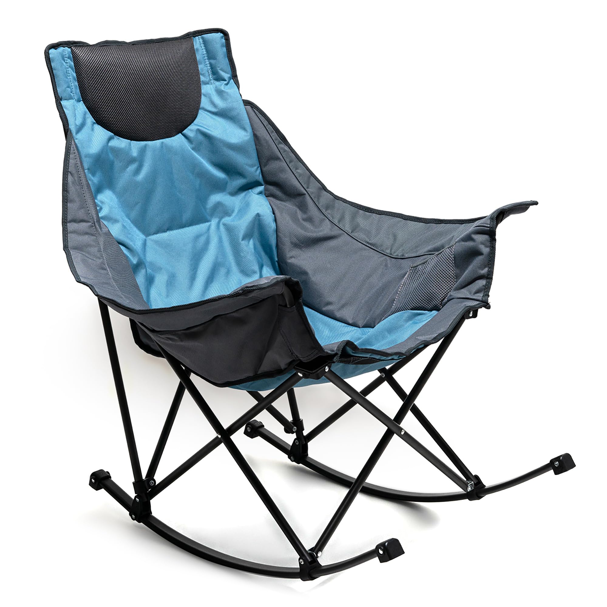 Photo 1 of  Oversized Rocking Camping Chair, Fully Padded Patio Chair with Side Pocket, High Back Portable Lawn Recliner with Headrest, Outdoor Camp Rocker Chairs for Adults Heavy Duty 300 LBS