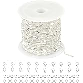 Jabogrii 32.8 Feet Flat Heart Jewelry Making Chains Sliver Plated Brass Chain Bulk Craft Chain with Lobster Clasps and Open Jump Rings for Jewelry Making