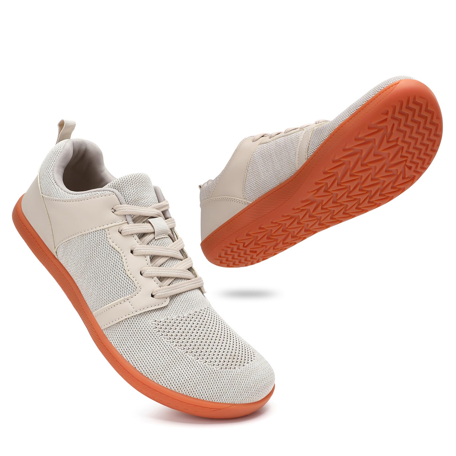 Photo 1 of MeXYZ Mens Wide Toe Box Shoes Barefoot Walking Shoes Breathable Minimalist Zero Drop Grounded Footwear Beige/Yellow