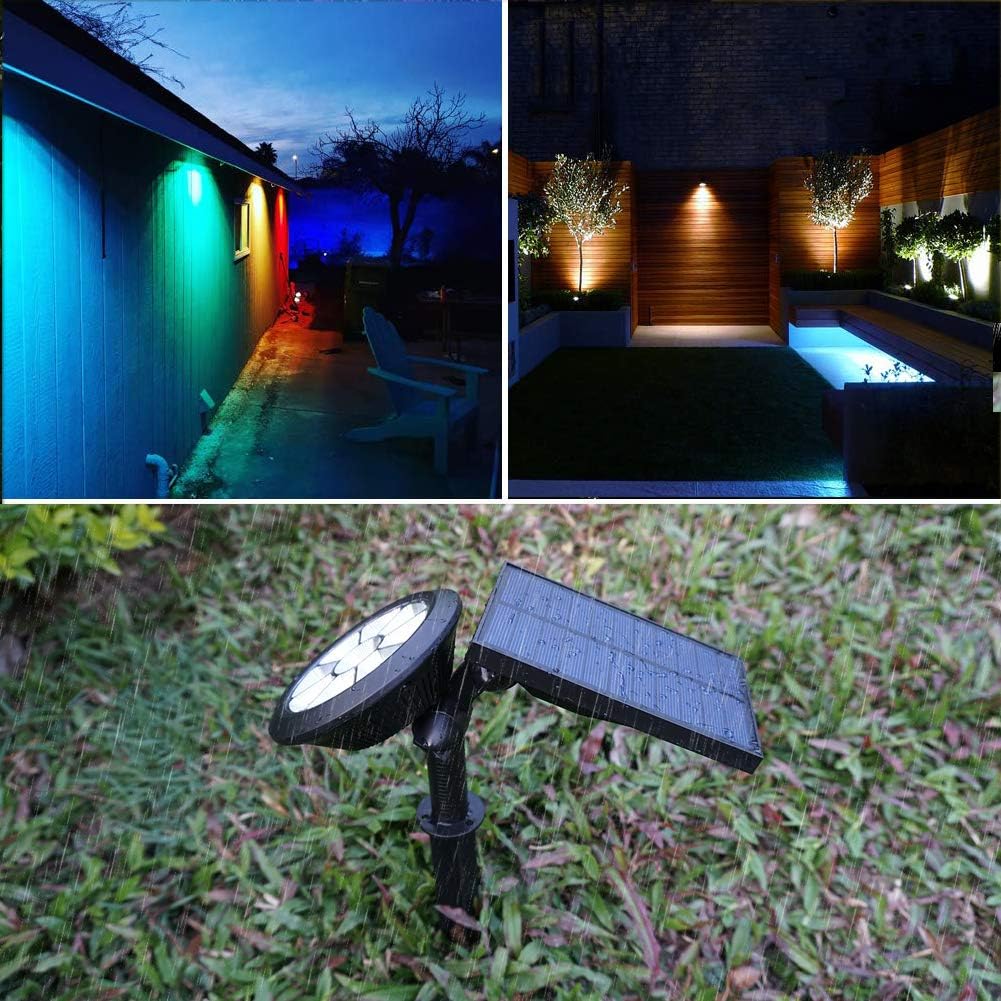 BOHON Solar Lights Outdoor - Ultra Bright, Waterproof, 9 LEDs Multi Color Spot Light with Auto On/Off, Solar Garden Light for Landscape Lighting Yard Patio Pathway (Changing & Fixed Color 2Pack) : Garden & Outdoor