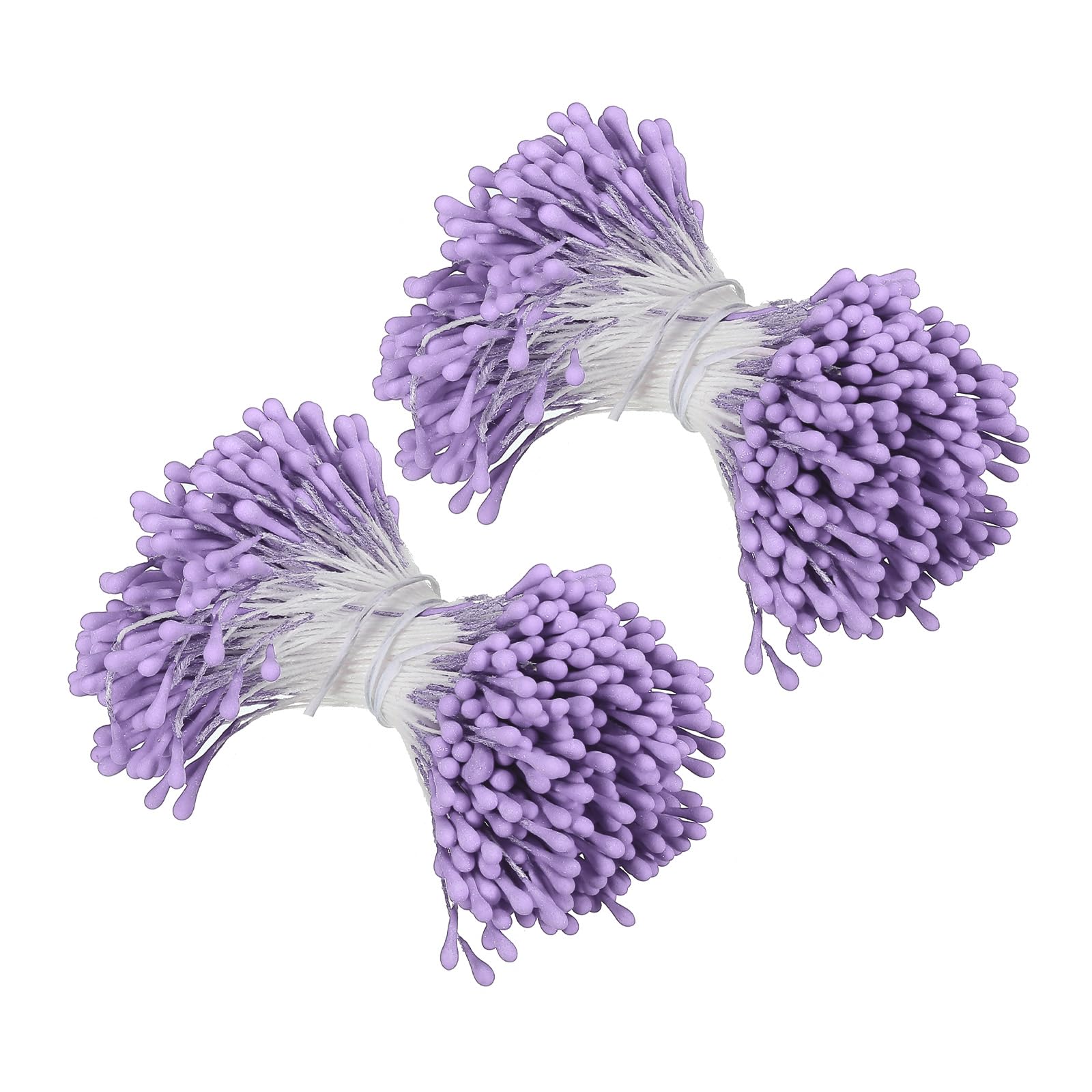 PATIKIL 2mm Double Heads Flower Stamen, 700 Pcs Artificial Flower Stamen Pistil Matt Pearl Floral Stamen for DIY Christmas Card Wedding Decor, Purple