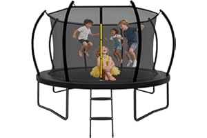 ACWARM HOME Trampoline Outdoor 14FT with Safety Enclosure Net and Ladder, ASTM Approved Recreational Trampoline for Kids and Adults, Rust-Resistant Frame
