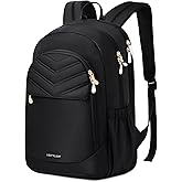 LIGHT FLIGHT 17.3" Laptop Backpack for Women, Large Black Travel Backpacks with USB Charging Hole, Water Resistant, Large Capacity, Daypack for College, Work, Casual Computer Bags