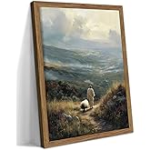 Framed Christian Wall Art Jesus Pictures Canvas Prints, Vintage Jesus Shepherding Gifts of Christian, Religion Wall Decor Painting, Religious Artwork for Bedroom Prayer Room – 12x16in