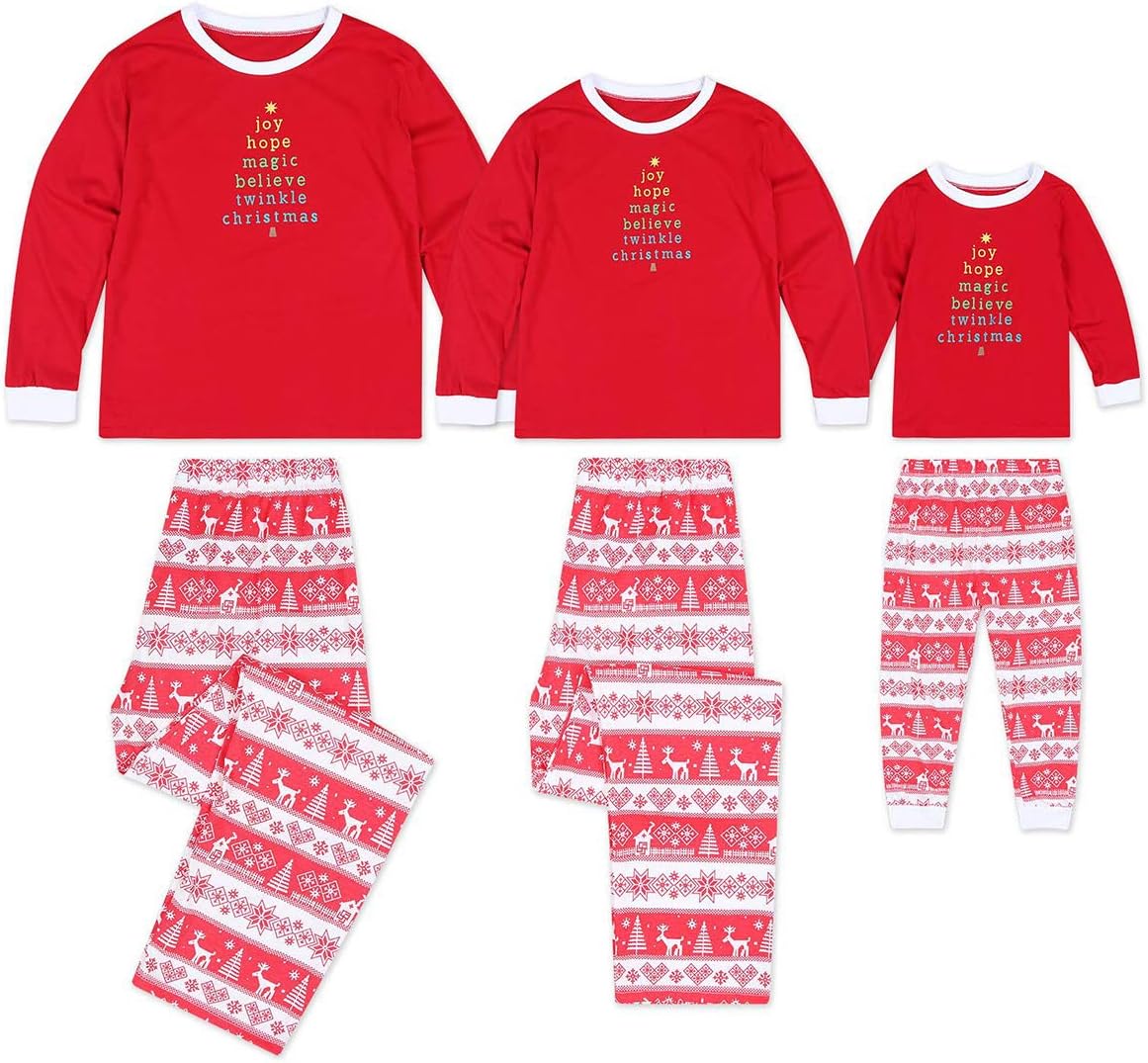 Seogva Christmas Suit Matching Family Pajamas Set -Pajamas Set Separates ,Red/Women/XL