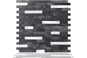 Tic Tac Tiles Peel and Stick Self Adhesive Removable Stick On Kitchen Backsplash Bathroom Metallic Tiles (4, Marble Gray)