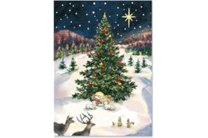 Current Christmas Tree and Manger Christmas Cards with Envelopes - Set of 18 Large 5 x 7-Inch Folded Cards, Religious Holiday Greeting Card Value Pack