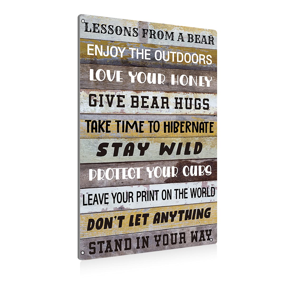 Photo 1 of BEASTZHENG Funny Lesson from a Bear Metal Tin Sign Wall Art Decor Rustic Bear Advice Sign for Home Country Decor Gifts