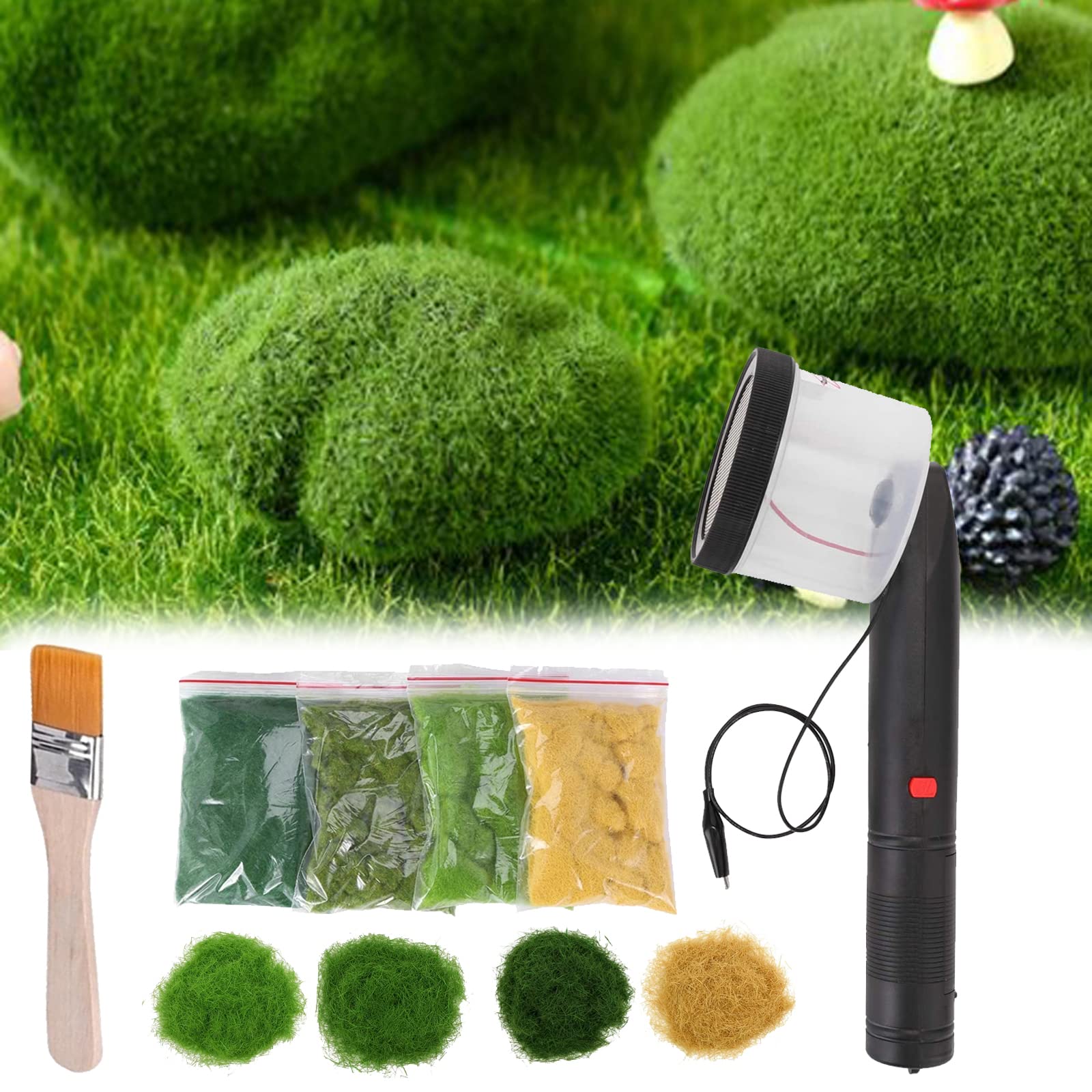 Mocoli Mini Static Grass Applicator, Four Colours 4 Static Grass Mini Flocking Machine Applicator ABS Applicator with Non-Slip Handle for DIY Scenic Modelling Sand Table Modelling Hand Tool