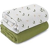 MiFlor Muslin Swaddle Blankets 2 Pack – 47" x 47" Soft & Breathable Muslin Baby Blanket for Newborns, Large Swaddle Blanket for Sleeping, 100% Cotton, Multi-Use Baby Swaddling for Boys & Girls