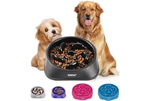 YINEYA Slow Feeder Dog Bowls Large Breed, Dog Slow Feeder Bowl, Dog Food Bowls Slow Feeder, Dog Bowl Slow Feeder, Dog Bowl That Slow Down Eating, Puzzle Dog Food Bowls, Slow Eating Dog Bowl (Black)