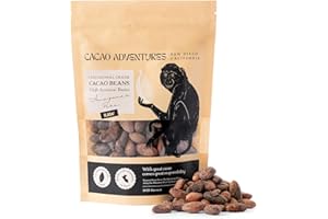Cacao Adventures Raw Cacao Beans - Wild Strains Farmed by Awajun Communities in Peruvian Amazon, Whole Cocoa Beans for Baking, Smoothies & Snacking, 1 lb Pack