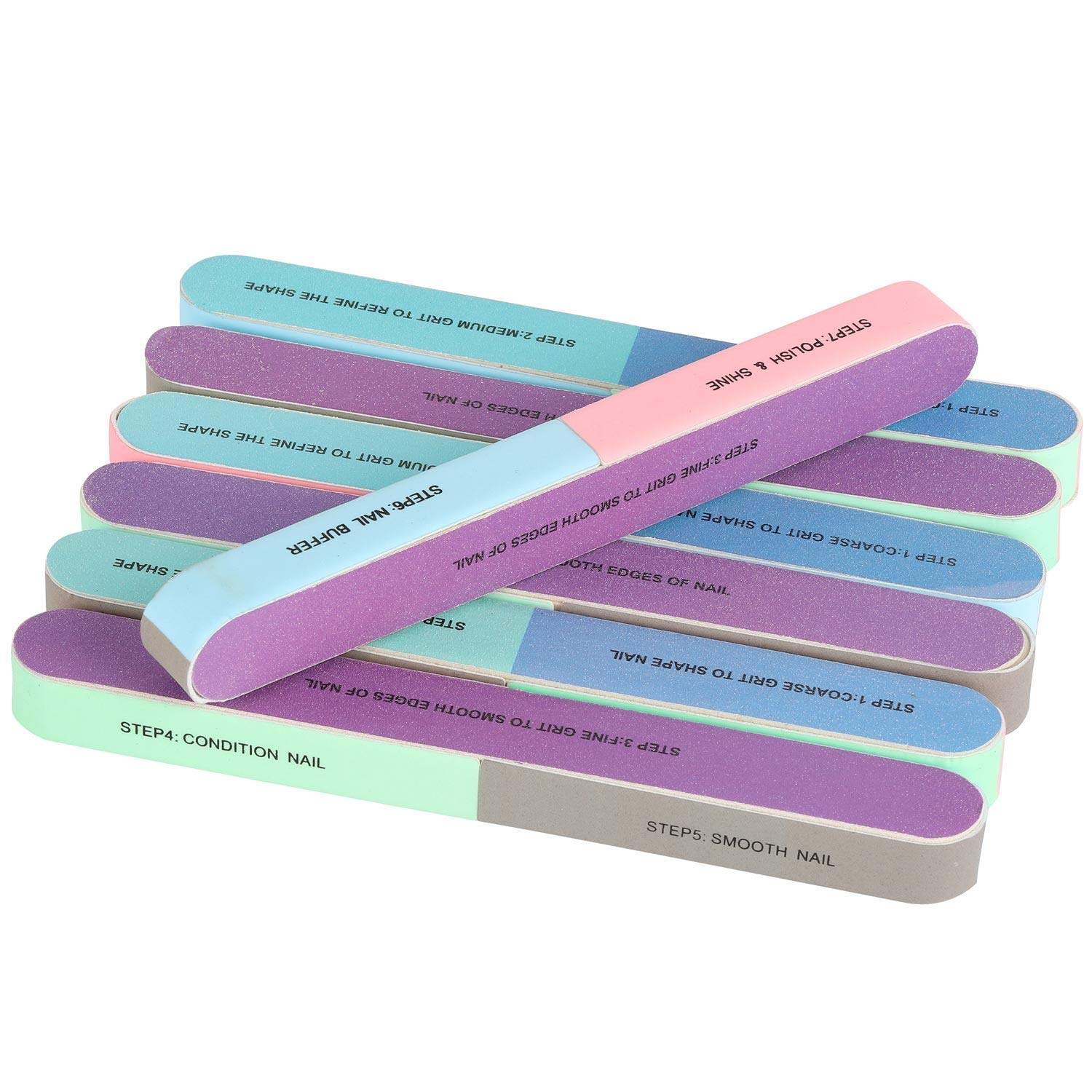 Photo 1 of 12 Pieces 7 Way Nail Files and Buffers, Professional Nail Buffing Files Buffing Block for Shaping, Contouring, Smoothing, Polishing, Shining Natural Nails