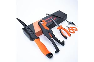 Tcakelox 6pc Fishing Tool Kit - Safe Resistant Fishing Pliers with Lanyard, Fillet Knife, Floating Fish LipFishing Braid,Scissors Gripper, Tool Retractor, Fishing Gifts for Men