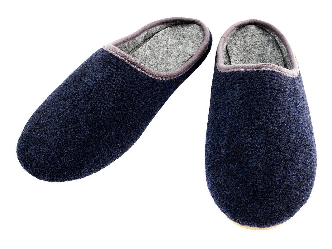 Filzpantoffeln Hausschuhe aus Filz mit Gummisohle Filzlatschen Soft für Damen Dunkelblau Grau Apreggio (40, Dunkelblau)